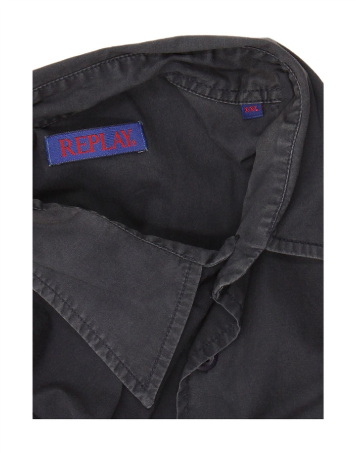 REPLAY Camisa Manga Corta Hombre 2XL Gris