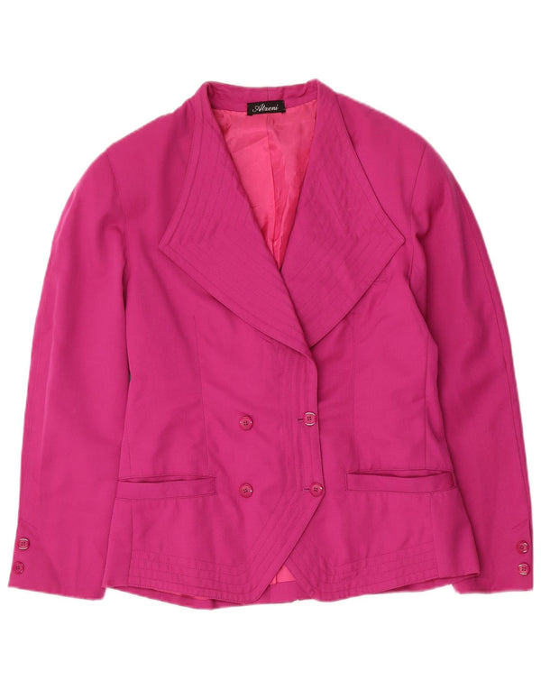Vintage mujer doble pecho Blazer chaqueta Reino Unido 12 rosa medio