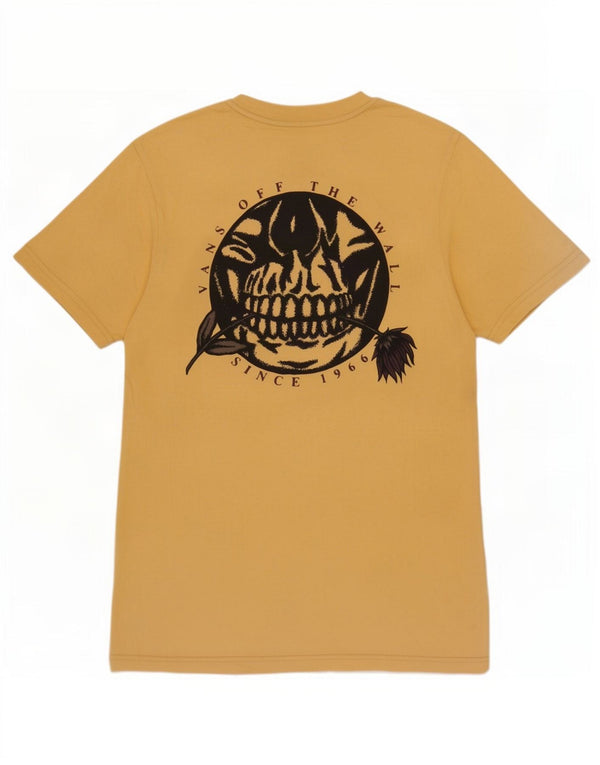 Vans Mens Custom Fit Graphic T-Shirt Top Small Yellow Cotton