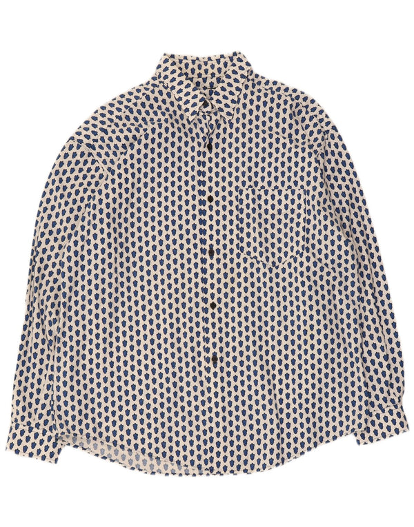 Souleiado Camisa de gran tamaño con patrón abstracto para mujer US 4 Small White