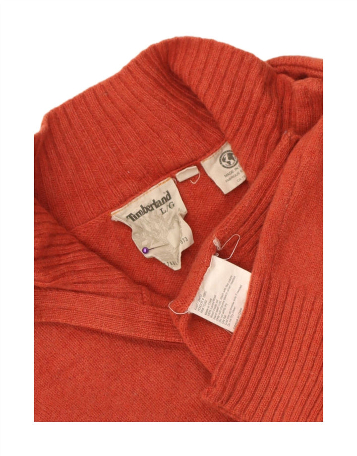 Timberland Suéter tipo jersey con cremallera y cuello para hombre de lana de cordero naranja grande