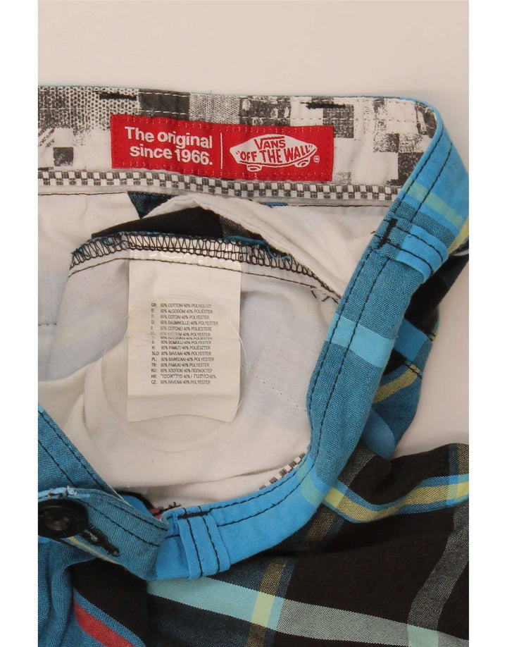 Pantalones cortos tipo cargo Vans para hombre Small W28 Algodón a cuadros azules