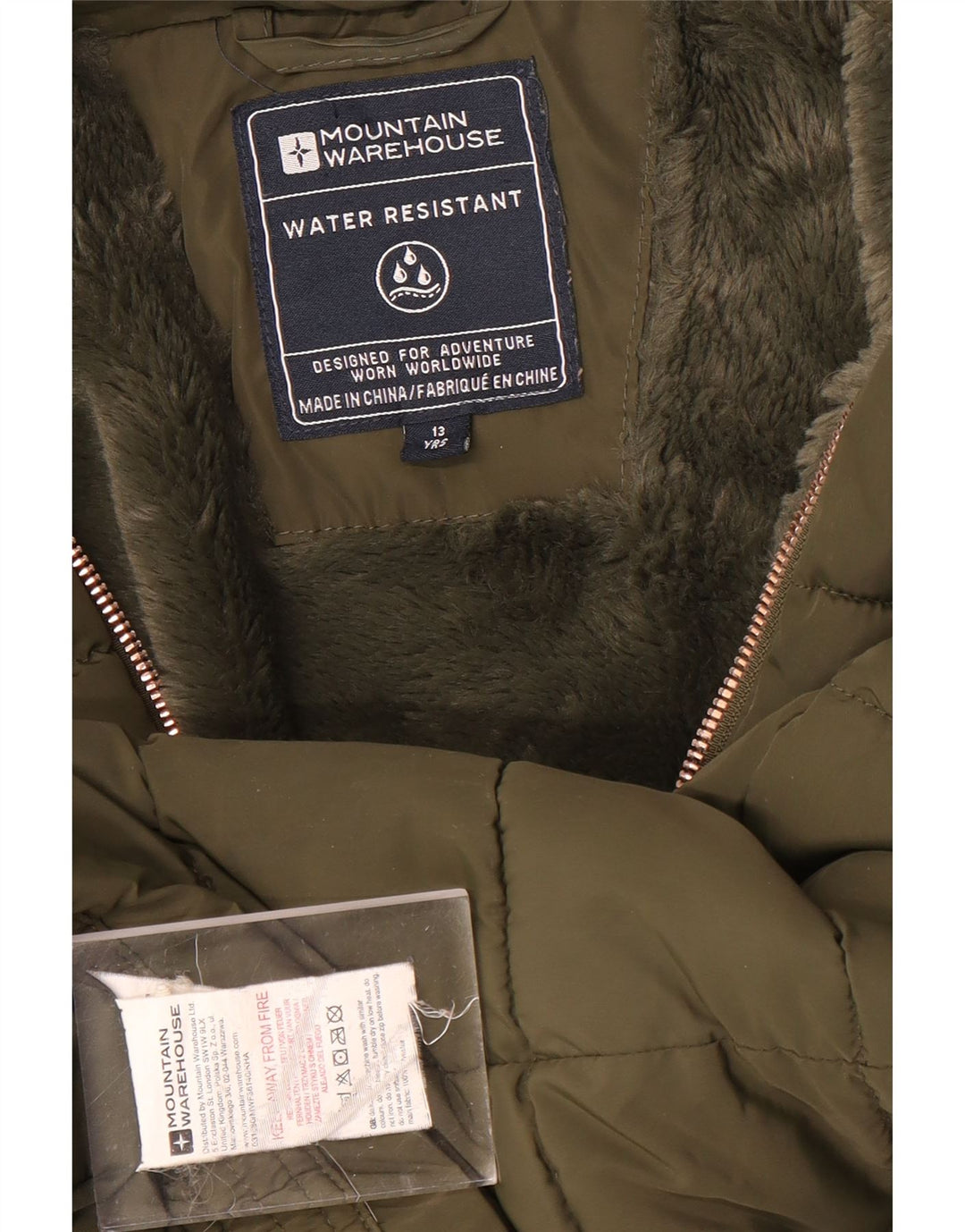 Mountain Warehouse Chaqueta acolchada con capucha para niña 12-13 años Caqui Poliéster