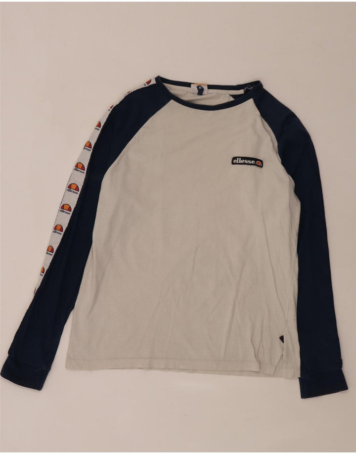 Ellesse Hombre Top gráfico de manga larga de algodón color block blanco medio