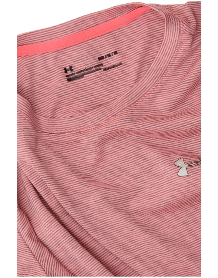 UNDER ARMOUR Camiseta Heat Gear para mujer Top UK 14 Medium Pink Pinstripe