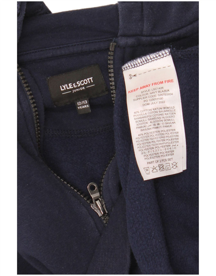 LYLE & SCOTT Jersey con capucha y cuello con cremallera para niños 12-13 años Azul marino Algodón