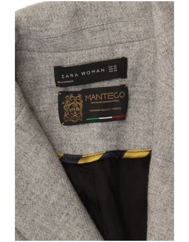 Zara Mujer Abrigo Cruzado UK 6 XS Lana Gris