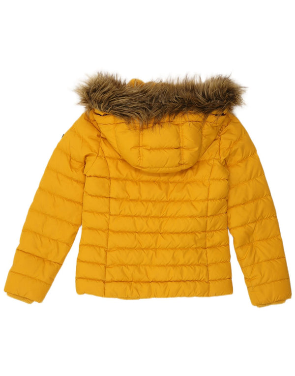 TOMMY HILFIGER Chaqueta acolchada con capucha para mujer UK 10 Small Amarillo Poliéster