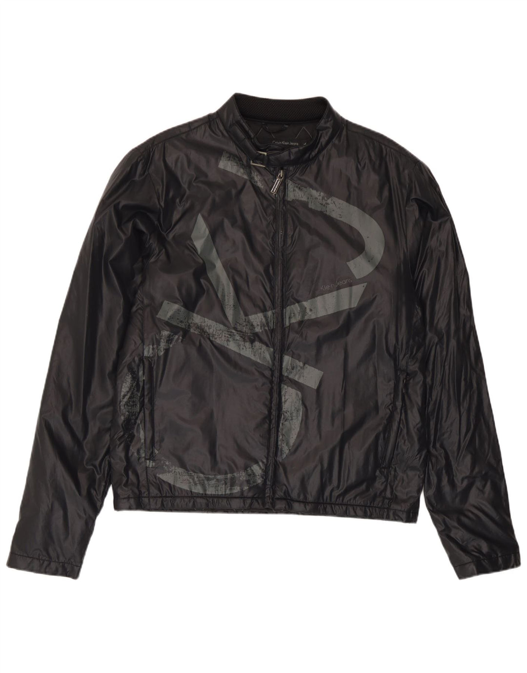 Calvin Klein Jeans Chaqueta impermeable gráfica para hombre Reino Unido 40 Grande Poliamida negra