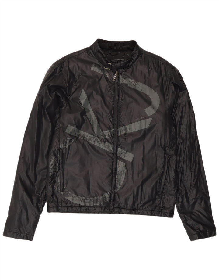 Calvin Klein Jeans Chaqueta impermeable gráfica para hombre Reino Unido 40 Grande Poliamida negra