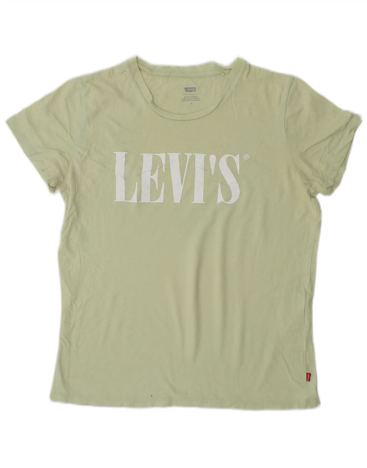LEVI'S Camiseta gráfica para mujer Top UK 12 Algodón verde medio