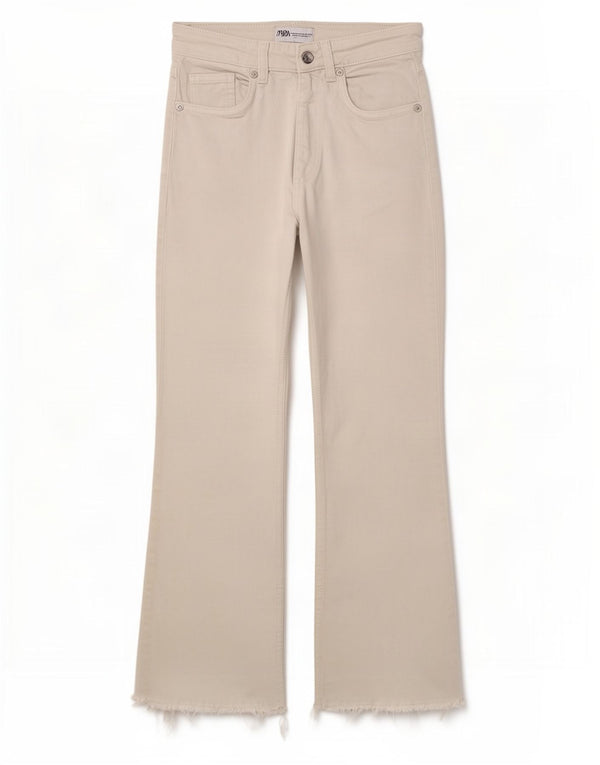Vaqueros Zara Mujer Crop Bootcut EU 34 2XS W24 L25 Blanco
