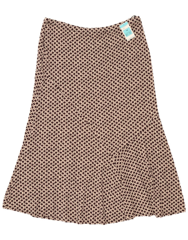 Marks & Spencer Womens Trumpet Skirt UK 14 Large W34 Brown Floral Viscose