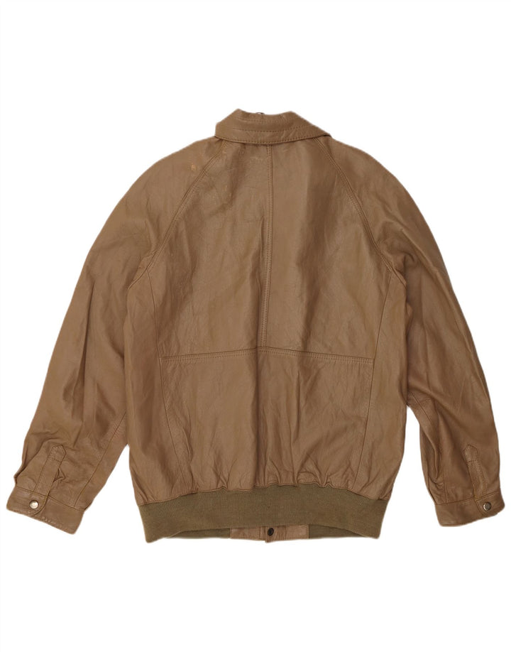VINTAGE Chaqueta de cuero para hombre Reino Unido 38 Cuero marrón medio