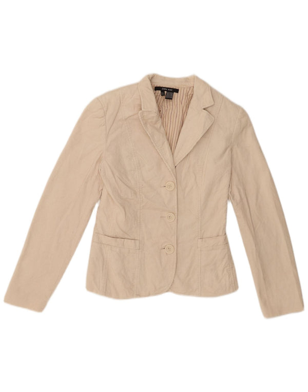 Zara Mujer Chaqueta Blazer De Pana De 3 Botones Reino Unido 8 Pequeño Algodón Beige