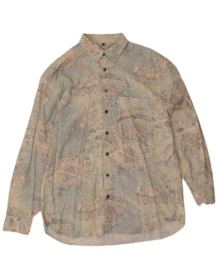 Club D'Amingo Camisa con estampado abstracto para hombre talla 41/42 grande multicolor