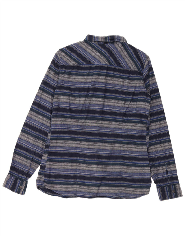 EDDIE BAUER Camisa de franela de ajuste clásico para mujer UK 10 Small Azul marino a rayas