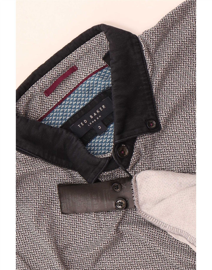 Ted Baker Polo de ajuste regular para hombre talla 3 algodón geométrico gris medio
