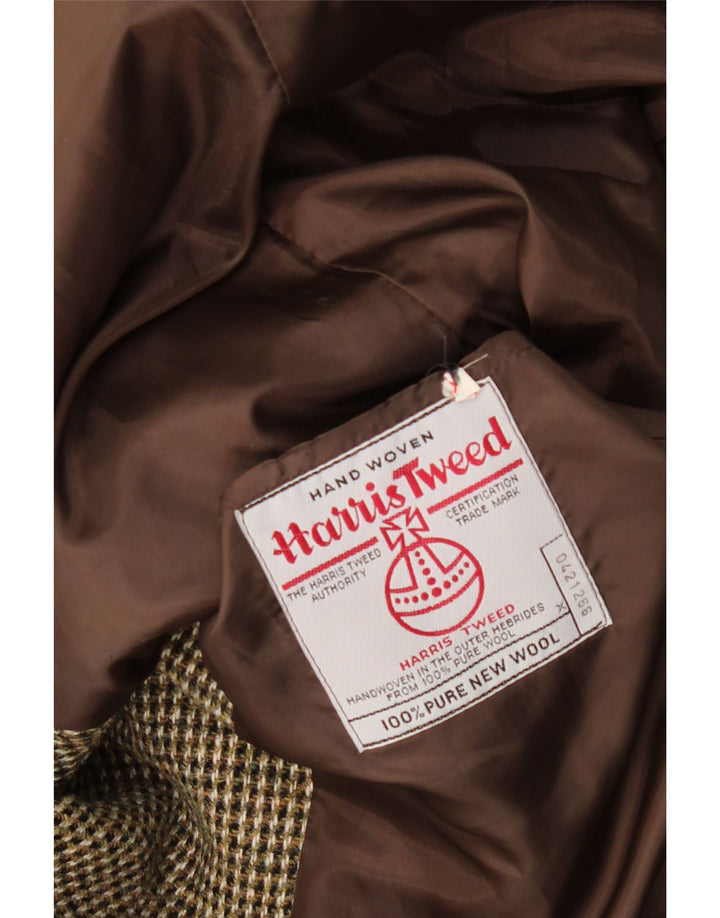Harris Tweed Chaqueta tipo blazer de 3 botones para hombre UK 40 Large Brown Check Lana nueva