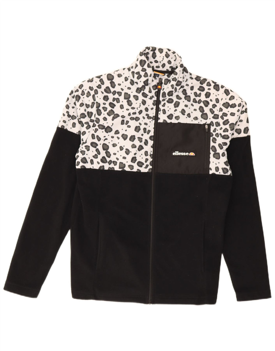 Ellesse Chaqueta polar para hombre UK 36 Small Black Animal Print Poliéster