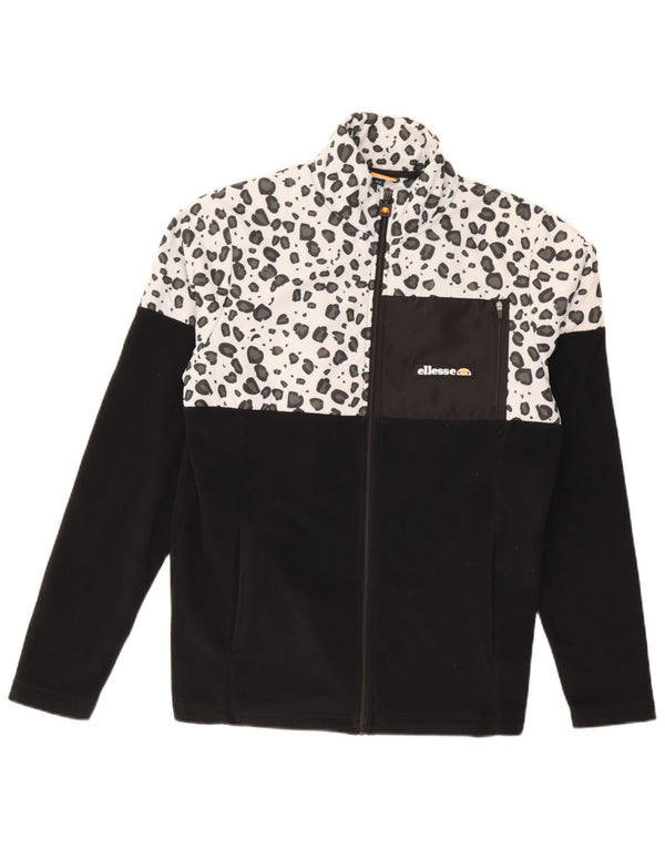 Ellesse Chaqueta polar para hombre UK 36 Small Black Animal Print Poliéster