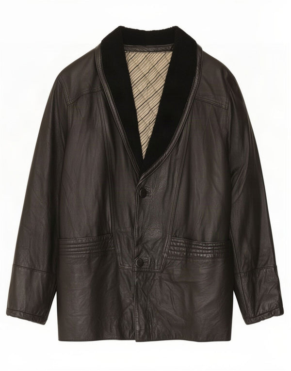 Chaqueta de cuero vintage para hombre IT 48 Medio Negro