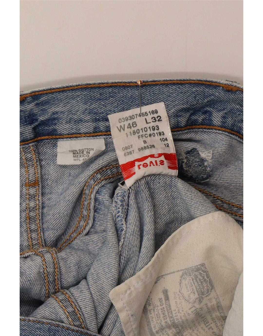 Levi's Hombre 501 Vaqueros Rectos W46 L27 Algodón Azul