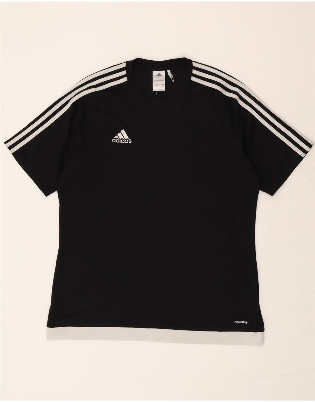 ADIDAS Camiseta Climalite para hombre Top Grande Negro Colorblock Poliéster