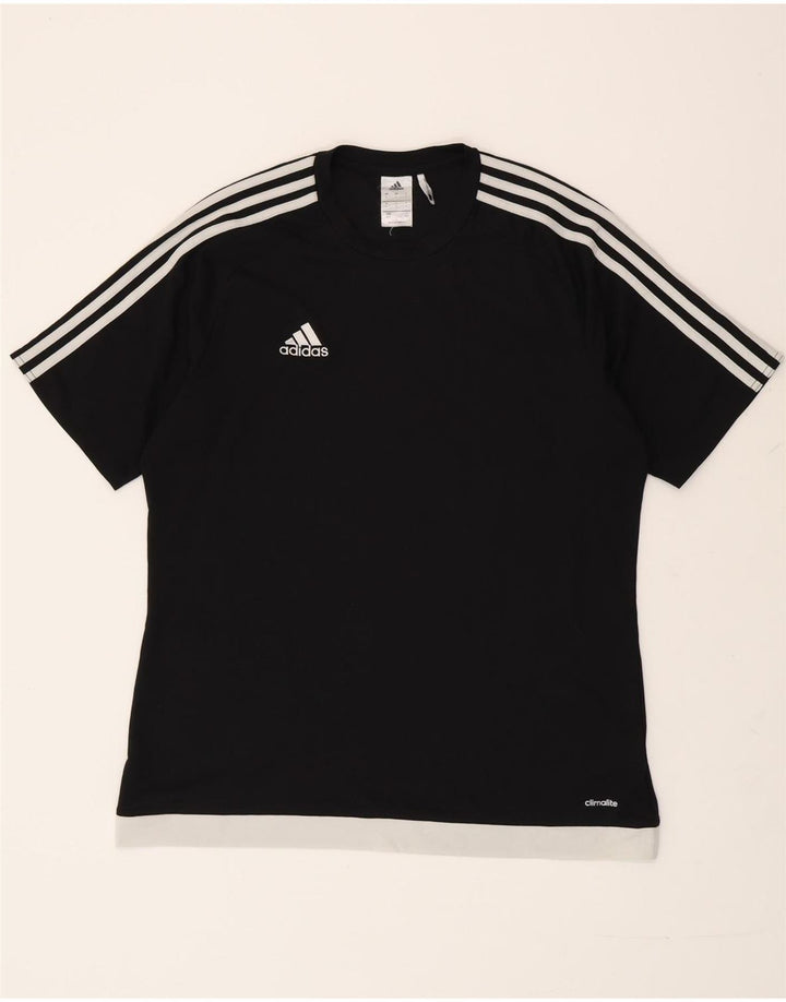 ADIDAS Camiseta Climalite para hombre Top Grande Negro Colorblock Poliéster