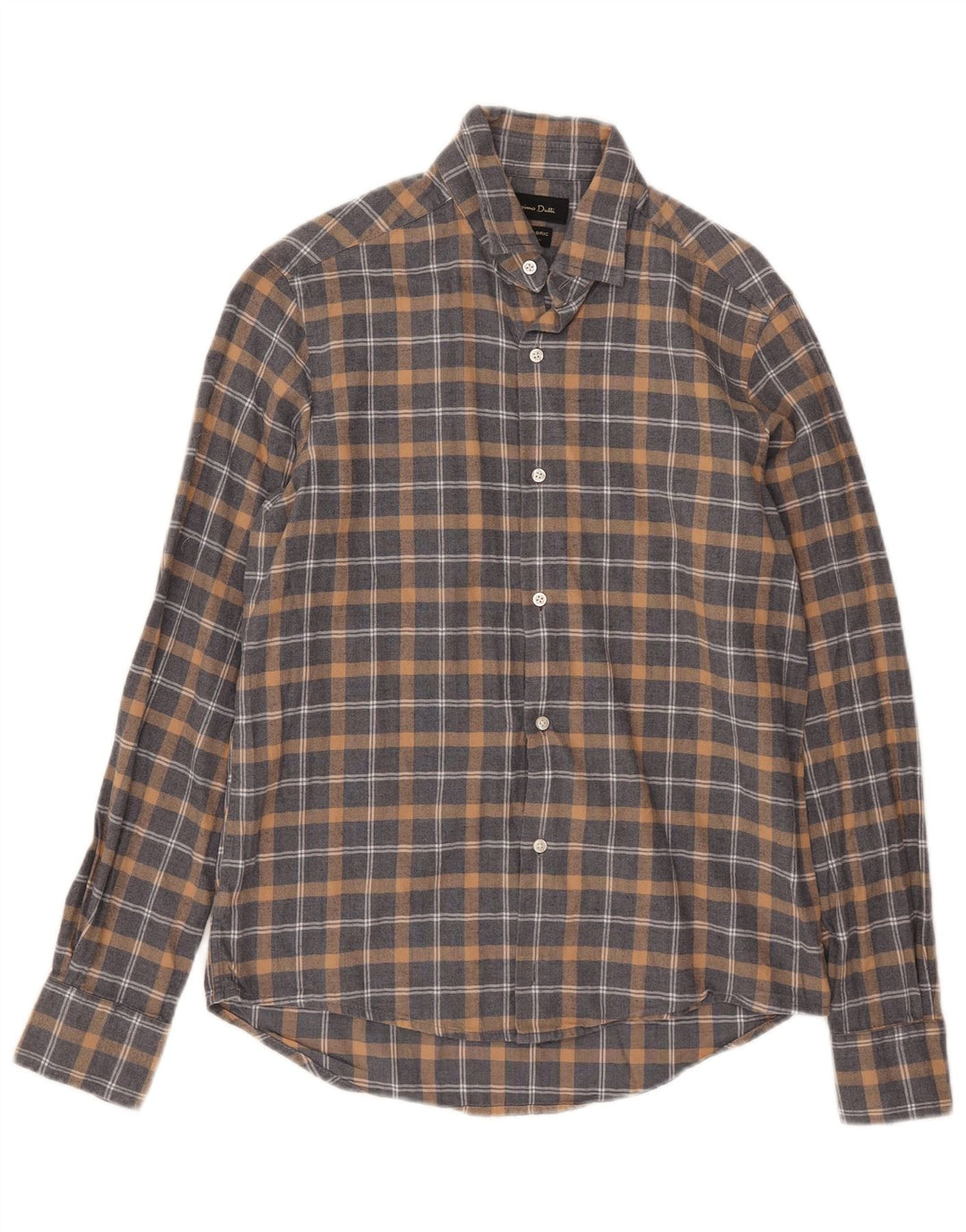 Massimo Dutti Hombre Camisa Franela Cuadros Gris Pequeño