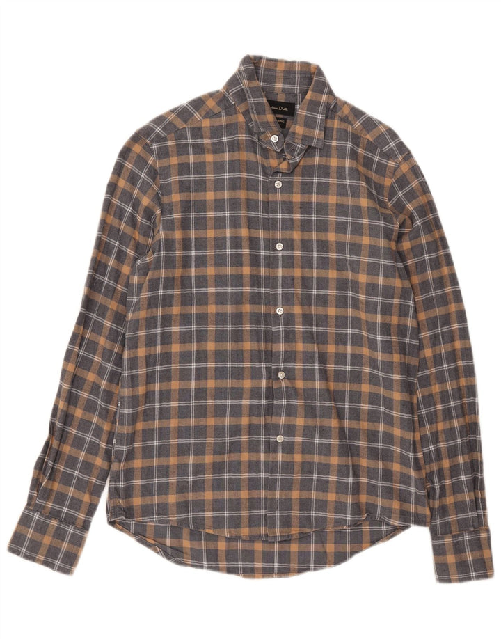 Massimo Dutti Hombre Camisa Franela Cuadros Gris Pequeño