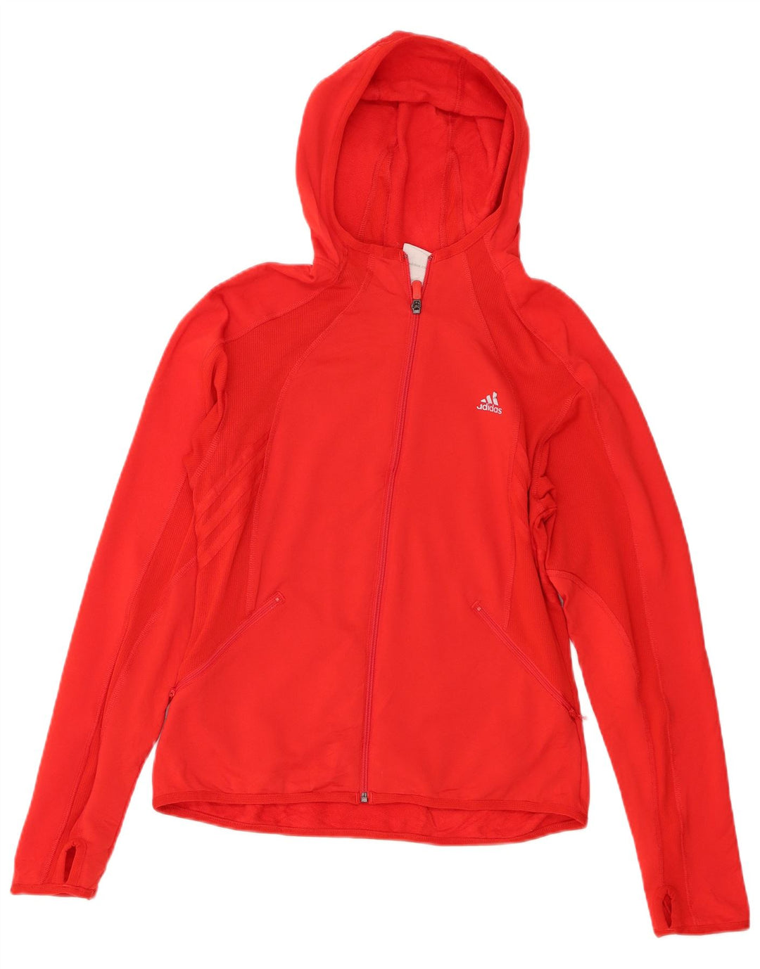 Adidas - Sudadera con capucha y cremallera para mujer, talla 40, poliéster rojo grande