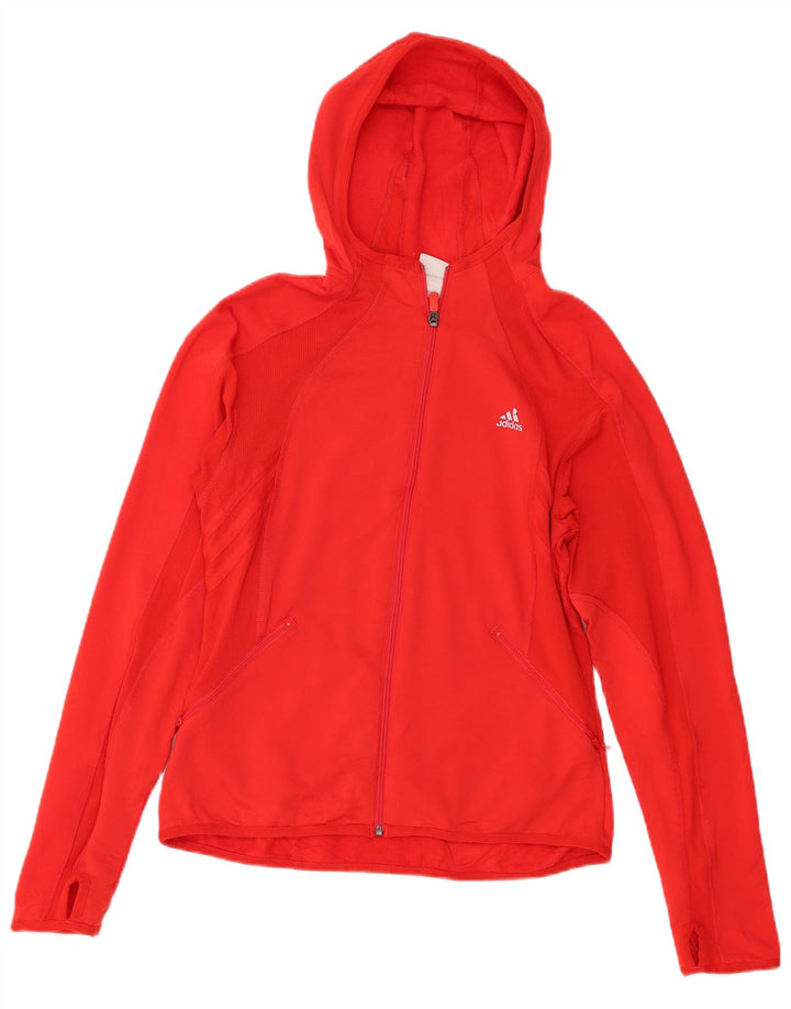 Adidas - Sudadera con capucha y cremallera para mujer, talla 40, poliéster rojo grande