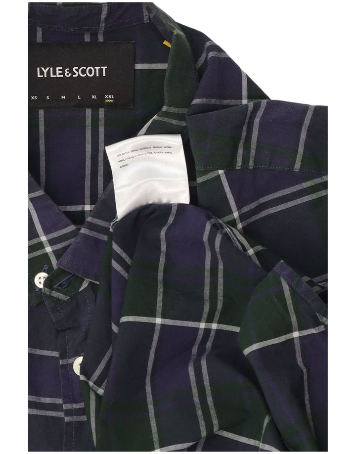 Lyle & Scott Camisa para hombre 2XL Algodón a cuadros azul marino