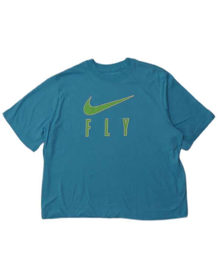 NIKE Camiseta holgada con gráfico para mujer UK 40 Algodón azul medio