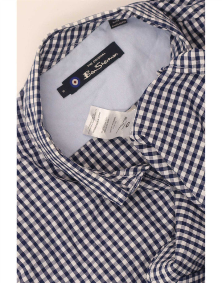 Ben Sherman Camisa de manga corta para hombre Algodón a cuadros azul marino mediano