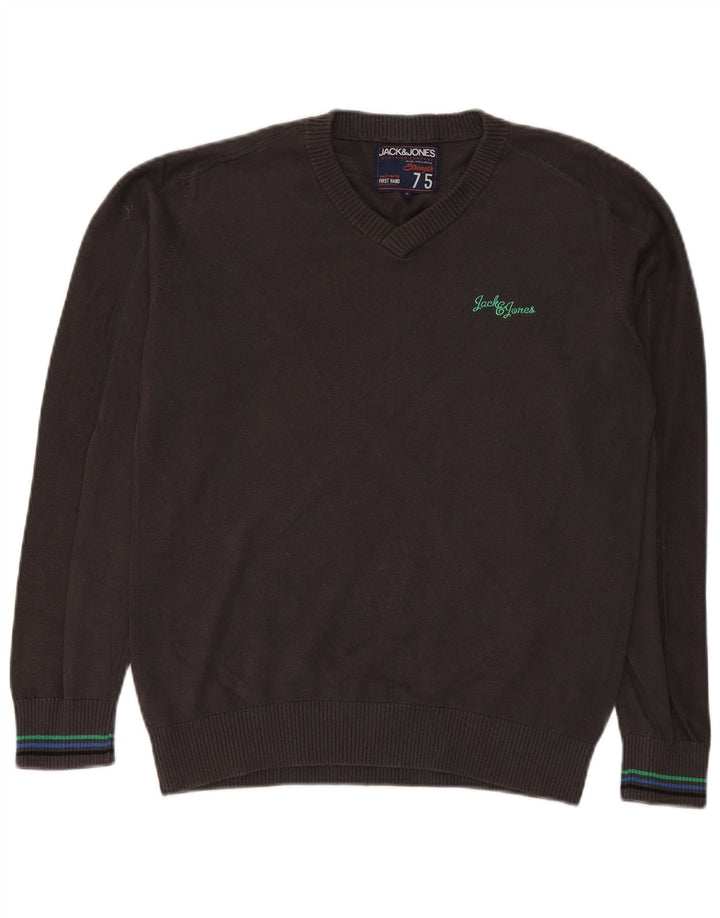 Jersey Jack & Jones Hombre con Cuello en V de Algodón Gris Medio