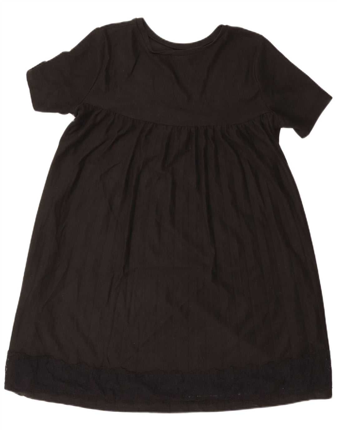 ZARA Mujer Vestido Acampanado UK 46 Grande Poliéster Floral Negro