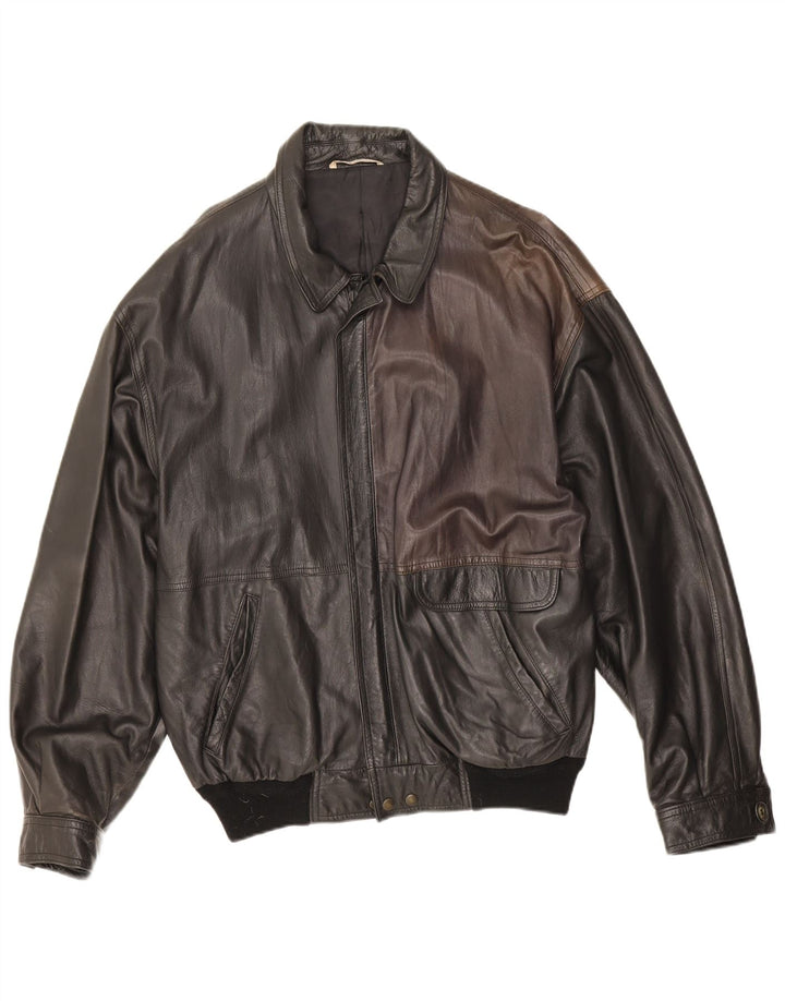 Vintage hombres chaqueta de cuero Reino Unido 40 grande negro