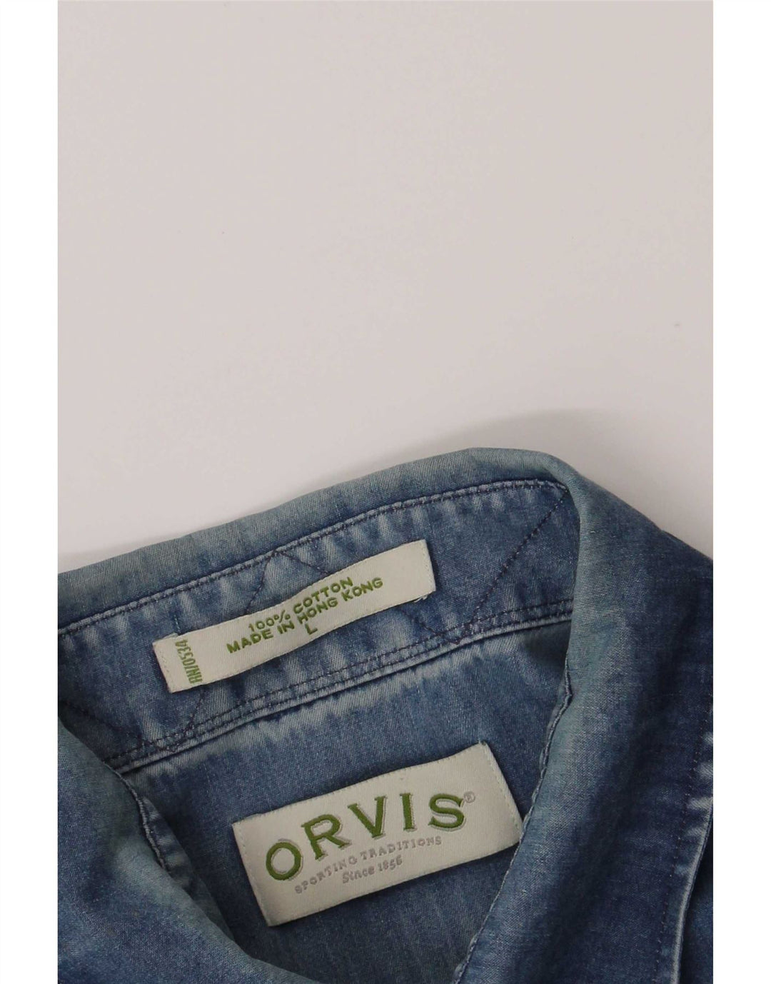 Camisa Orvis Hombre Grande Azul Algodón