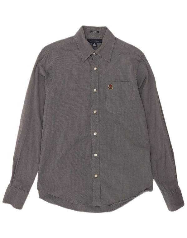 Tommy Hilfiger Camisa de ajuste personalizado para hombre pequeña de algodón azul marino