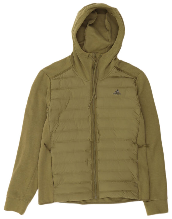 Adidas Hombre Zip Sudadera Con Capucha Suéter Grande Verde Poliéster Deportes