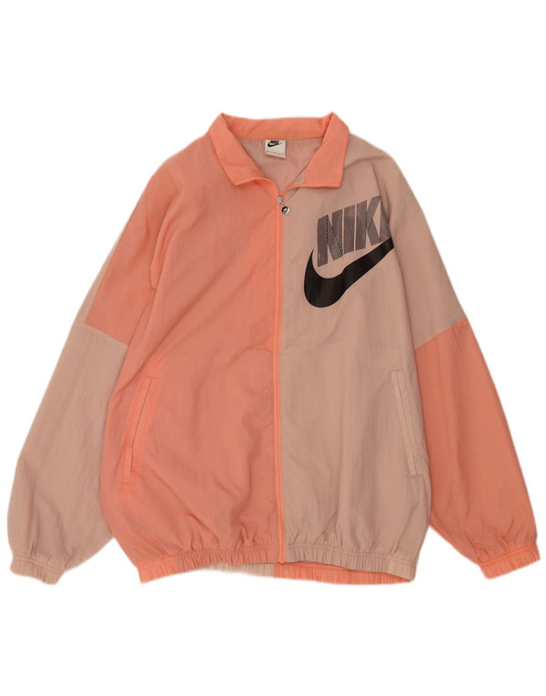Nike Chaqueta de chándal extragrande con gráfico color block en rosa medio