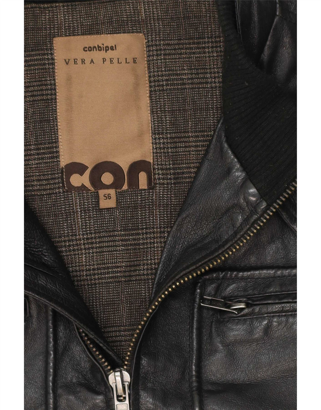 Conbipel Chaqueta utilitaria de cuero para hombre UK 38 Medium Black