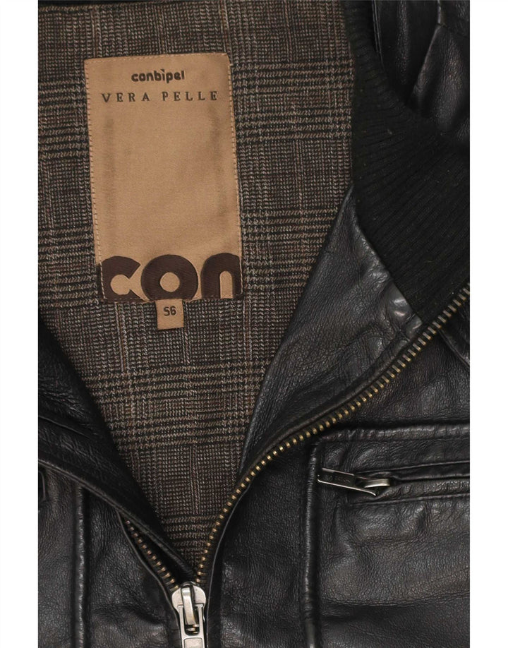 Conbipel Chaqueta utilitaria de cuero para hombre UK 38 Medium Black