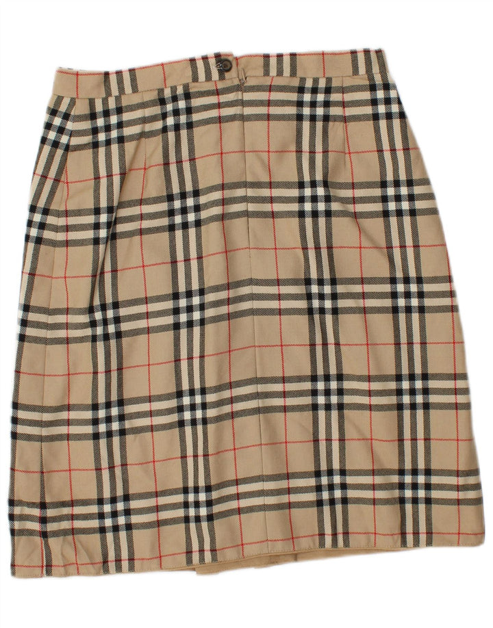 Falda lápiz vintage para mujer W30 Cuadro beige medio