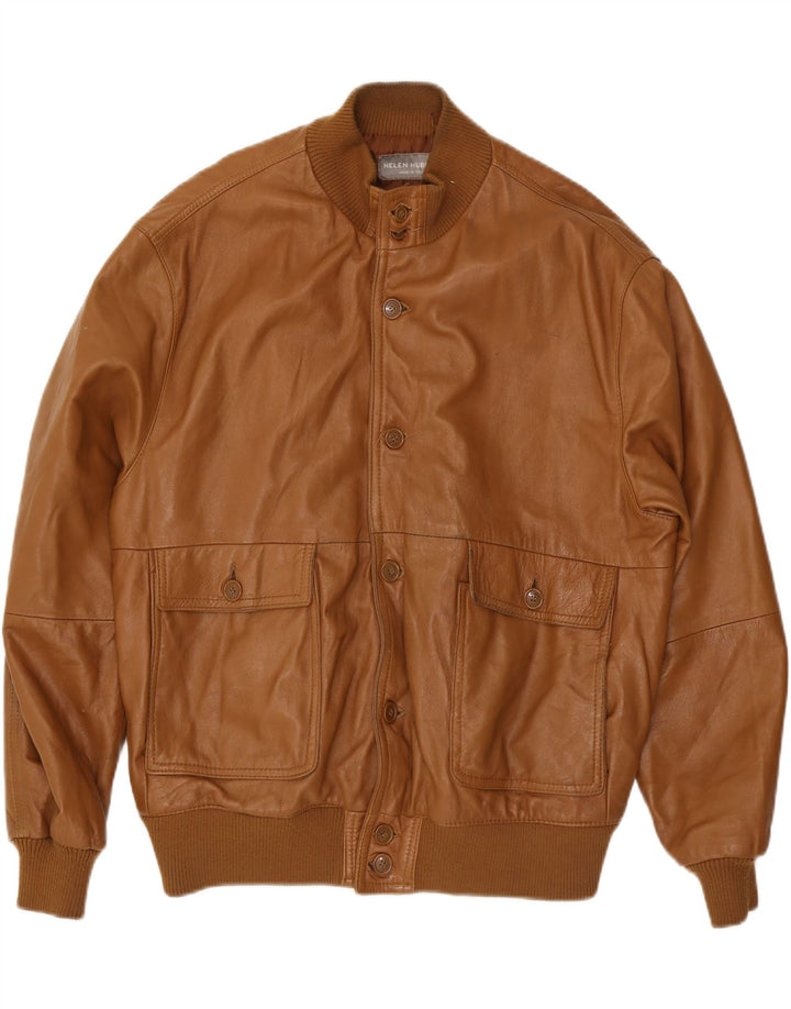 Helen Hubert Chaqueta de cuero para hombre UK 44 2XL Cuero marrón