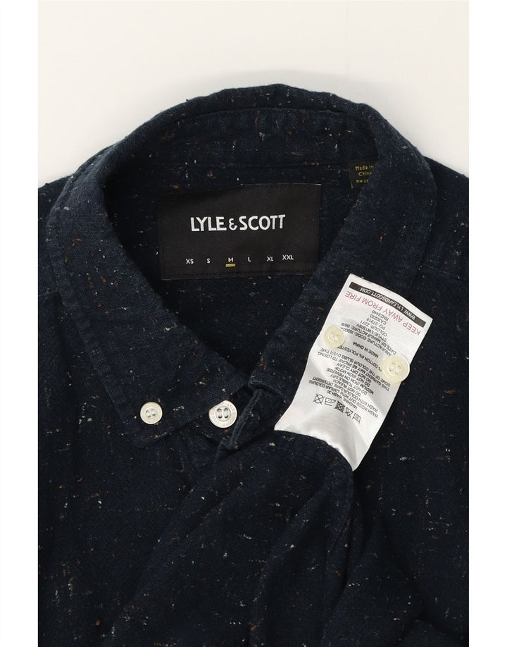 LYLE & SCOTT Camisa para hombre de algodón moteado en azul marino mediano