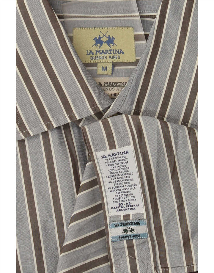 Camisa La Martina Hombre Algodón Rayas Azul Medio