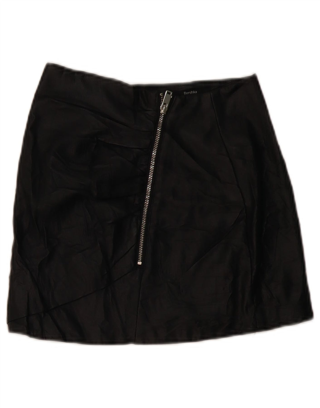 BERSHKA Minifalda de Cuero Mujer XS W24 Negro